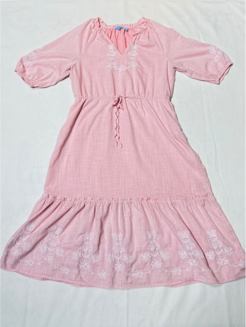 Draper James Pink Embroidered Cotton Gauze Midi Dress Size L